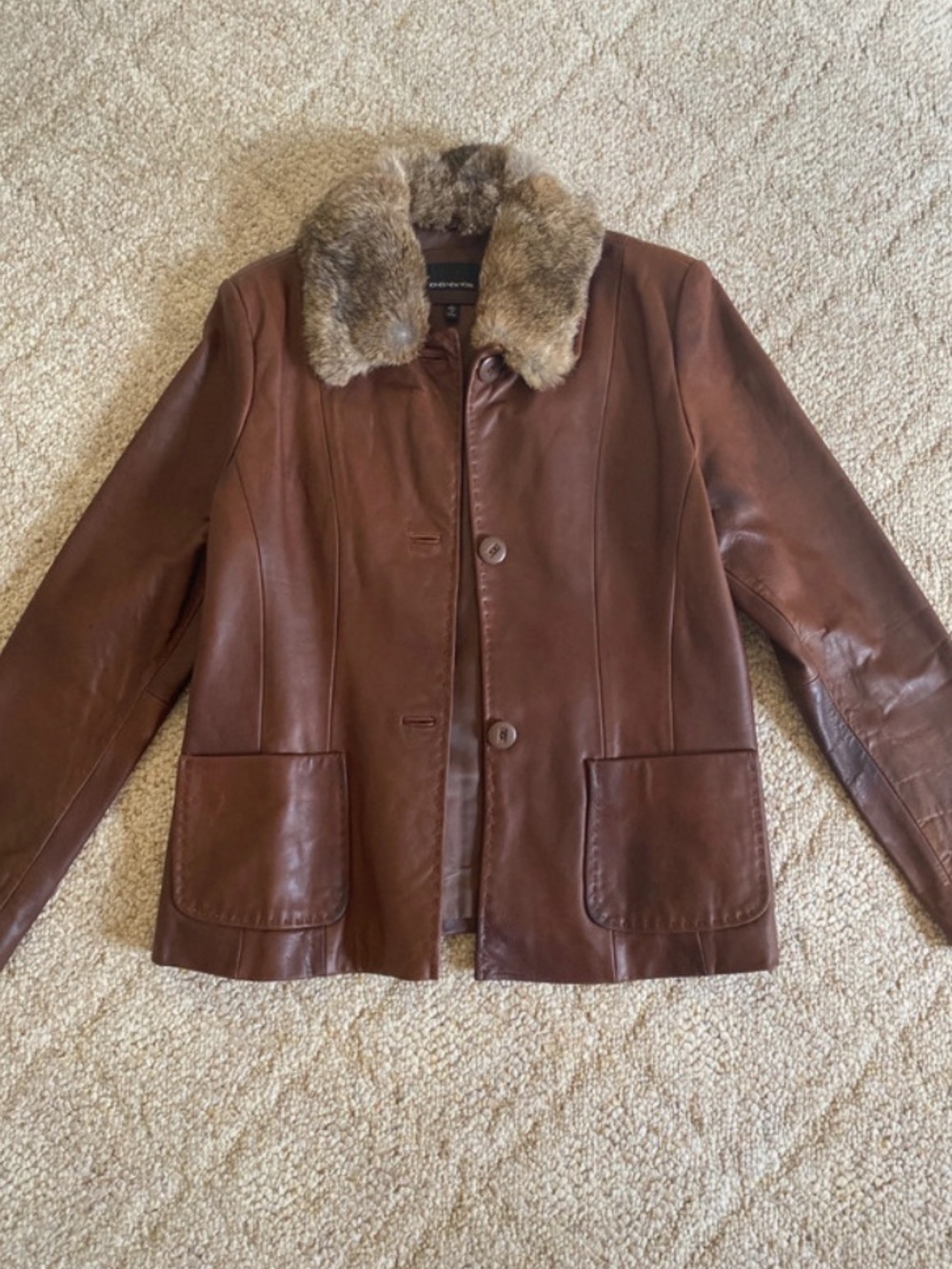 WILSONS LEATHER VINTAGE REMOVABLE COLLAR BROWN LARGE